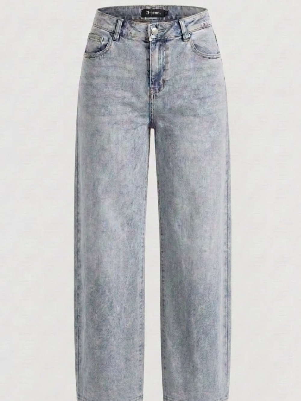D JeanWide-Leg High Rise Jeans in Faded Gray-Blue, Size 14